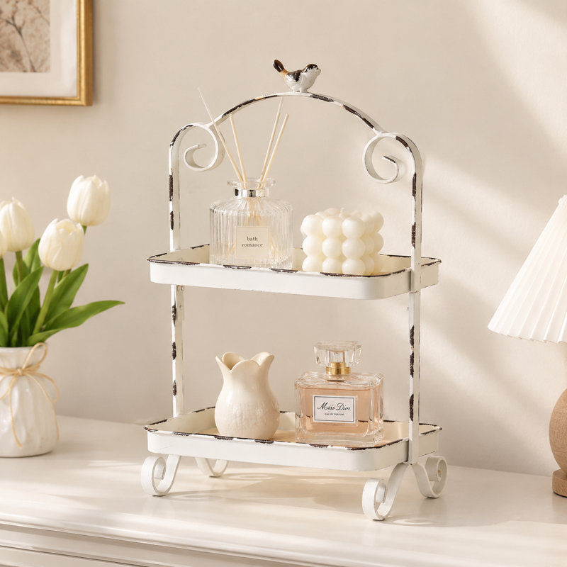 Two Tier Decorative Tray for Dessert Coffee Display