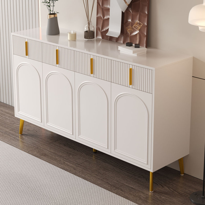 Buffet moderne 47,2 pouces avec détails dorés et tablettes réglables Mireya