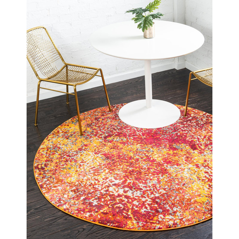 Eddins Washable Abstract Indoor Rug, Round 8'