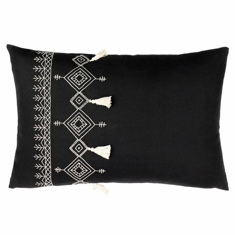 Pritta Geometric Rectangular Cushion, Black