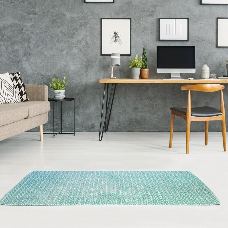 Tapis bleu marine/bleu clair chevrons medium, Rectangle 4 pi x 6 pi