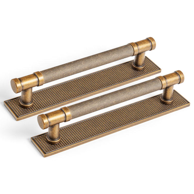 Retro Knurled Non-Slip Handle Backplate（G017）, 5", Antique Brass