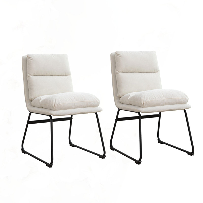 Chaises contemporaines rembourrées, ensemble de 2, Blanc vanille