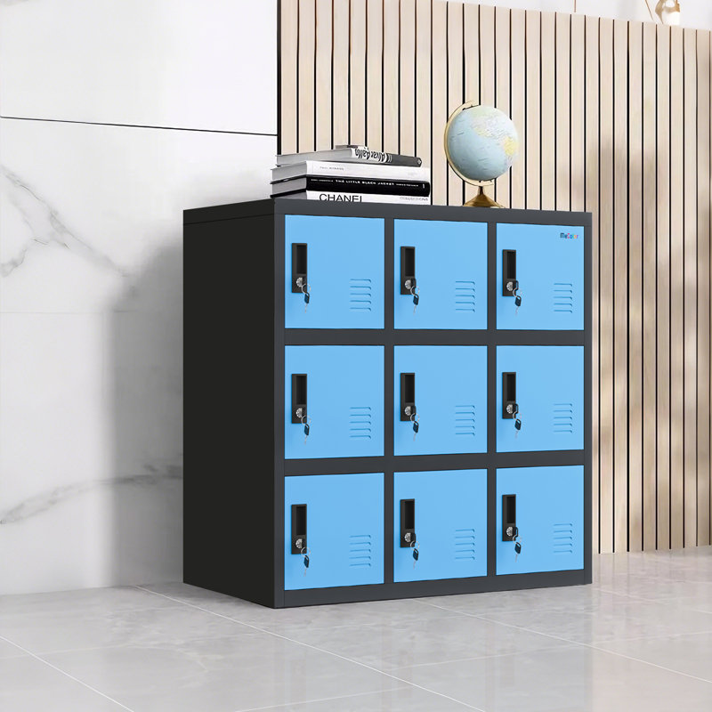 Armoire en métal avec verrou à 9 portes, Bleu