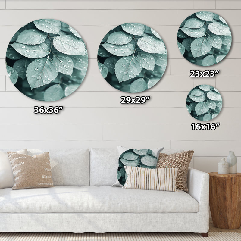 Rainy Day Leaves Collage II - feuilles rondes, art mural en métal vert traditionnel, H 29 po x l 29 po