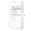 Armoire de rangement blanche avec 4 portes et tablette coulissante multifonctionnelle pour une maison de grenier - Porte à usages variés