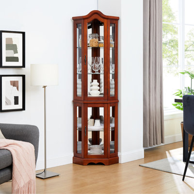 Armoire lumineuse en coin avec miroir et tablette en verre