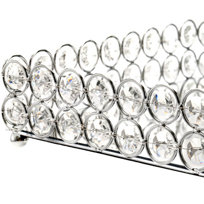 Crystal Cosmetic Makeup Tray, 12.3" X 8" Mirrored Vanity Tray, Large Jewellery Trinket Organizer Tray, Ornate Decorative Tray