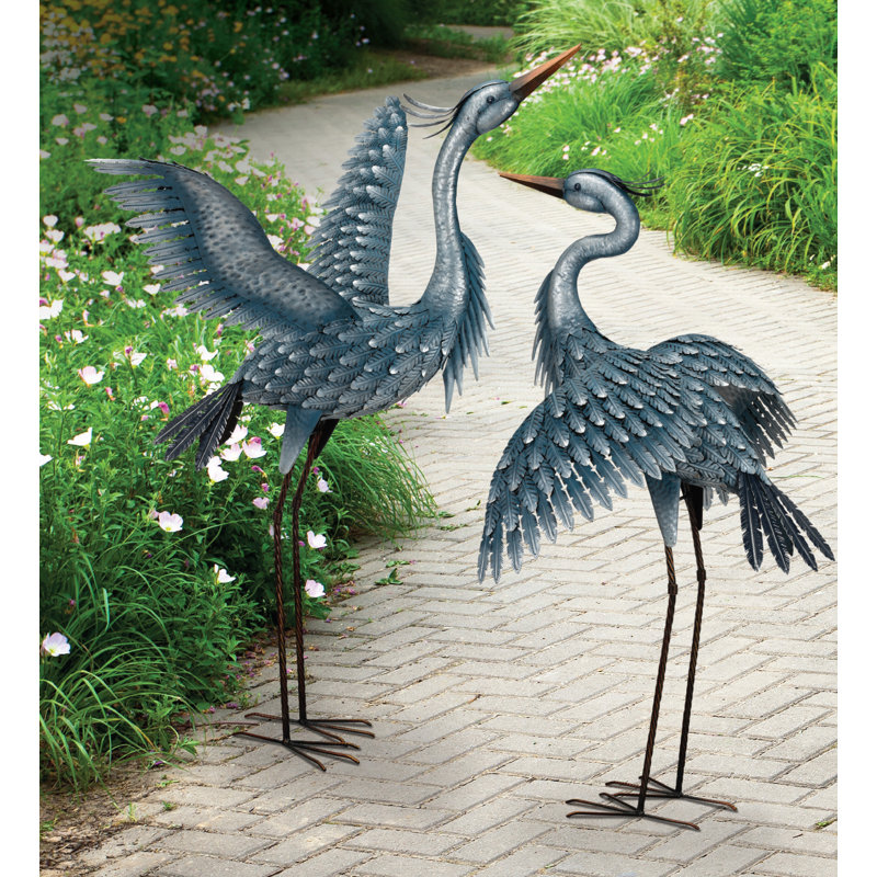 Statue de jardin extérieur en métal fabriqué à la main, H 41 po x l 30,5 po x P 24,25 po