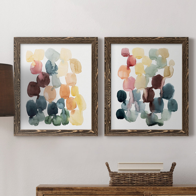 Desert Stones I - ensemble de 2 peintures sur toile encadrées, H 24 po x l 36 po, Noyer