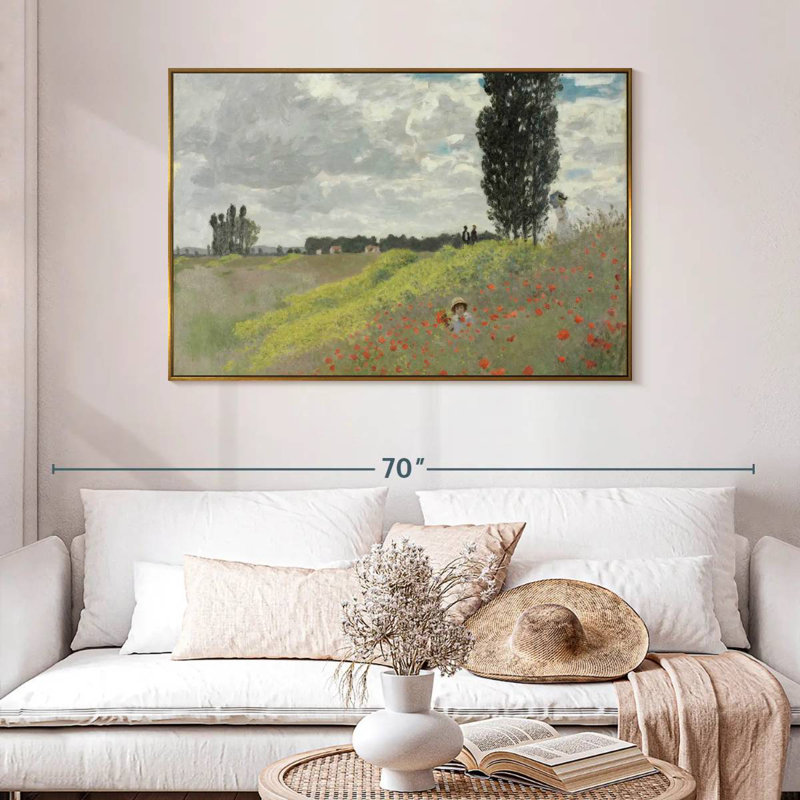 Une promenade dans les prés à Argenteuil, 46 po x 31 po, Cadre flottant doré
