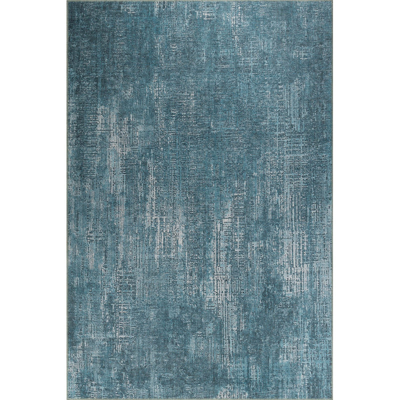 Soft Blue Area Rug, 7.5 x 10.8 Feet | 100% Polyester, 1850 g/m² | 0.16 Inches Pile Height, Recycled Poly Cotton Underside | Machine Carpet, Durable & Stylish | Perfect for Living Room, Bedroom, or Office Decor