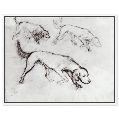 Chiens qui courent sur toile, art rétro par Art Remedy