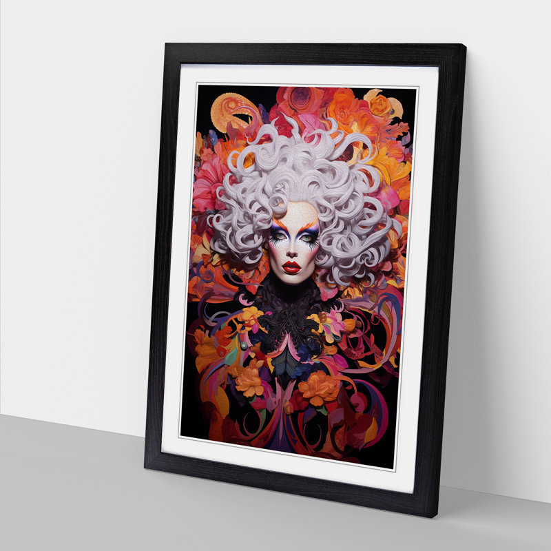 Drag Queen Informel - Single Picture Frame Print on Wood, Black, 46" H x 34" W x 2" D
