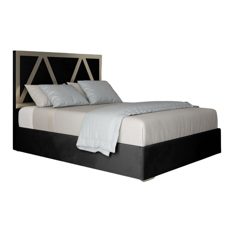 Anasophia Upholstered Bed, Black, Single (3')