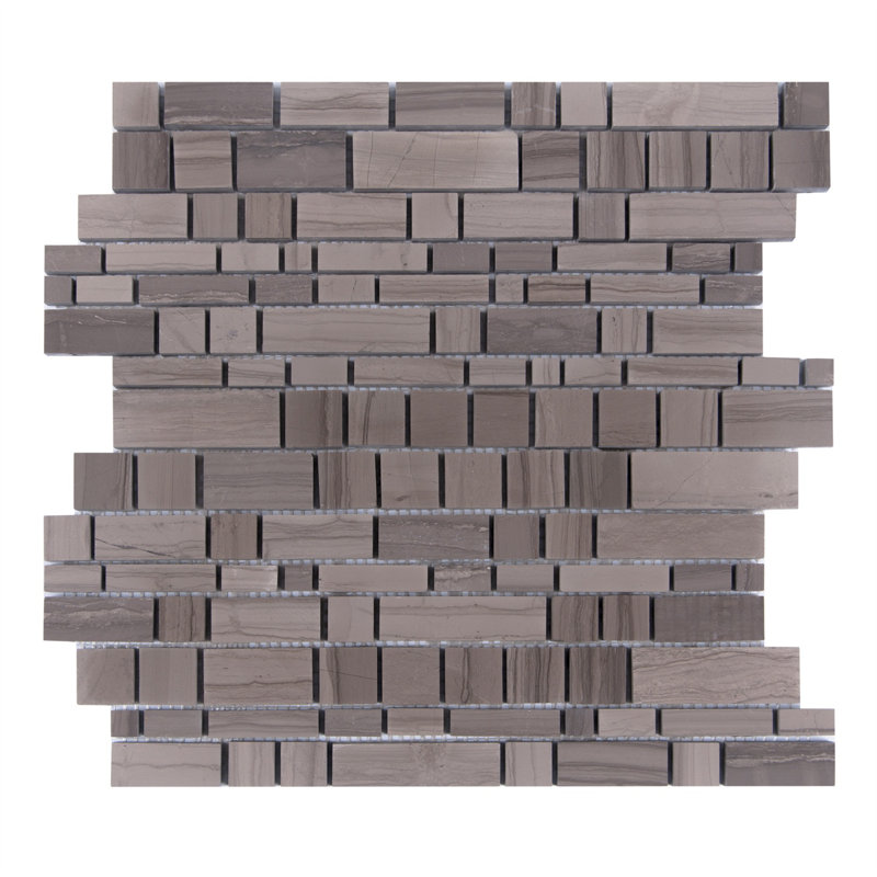 Carreau de mosaïque 12 po x 12 po Versailles, Gris chaleureux / Gris foncé