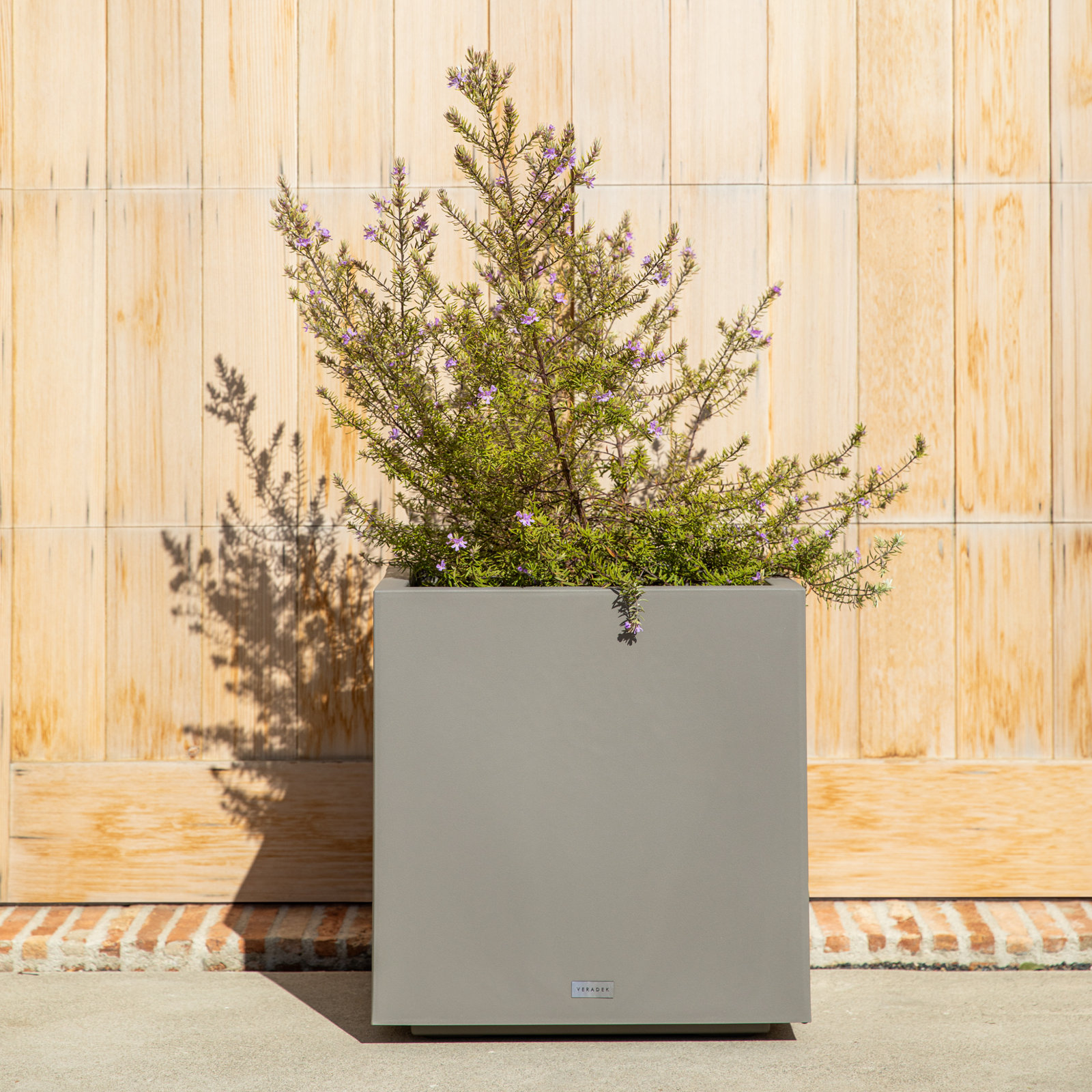 Block Series Cube Planter, 22.25" H x 21" W x 21" D, Gray