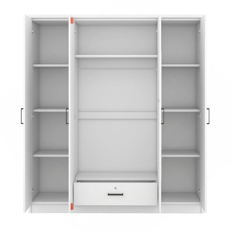 Armoire à miroir 4 portes avec tablettes, Blanc
