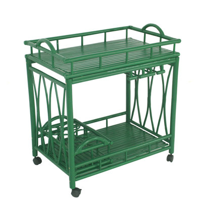 Alesandra Bamboo Rolling Wine Buffet Serving Bar Cart by Bayou Breeze