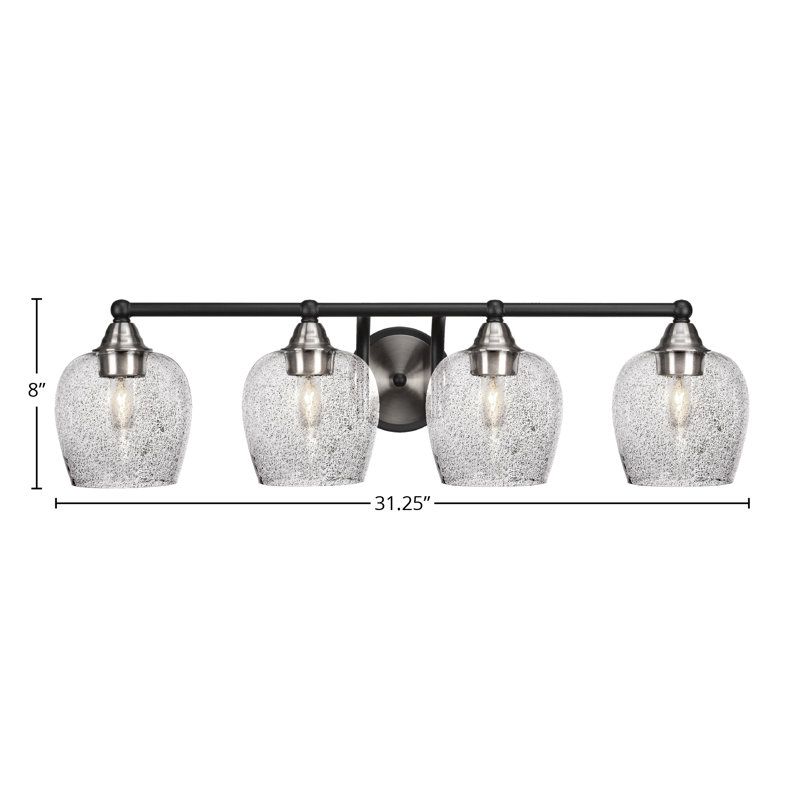 Michell 4-Light Bath Bar, Matte Black/Brushed Nickel