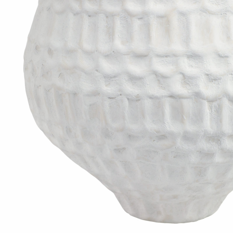 Sagebrook Home 16" Callan Large 3D Printed Porcelain Vase, Ivory, 12" H x 12" W x 12" D