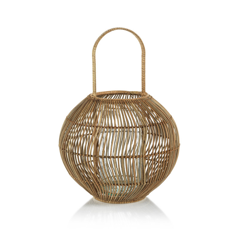 Lanterne de table en rotin, H 7,5 po x l 14 po x P 12 po