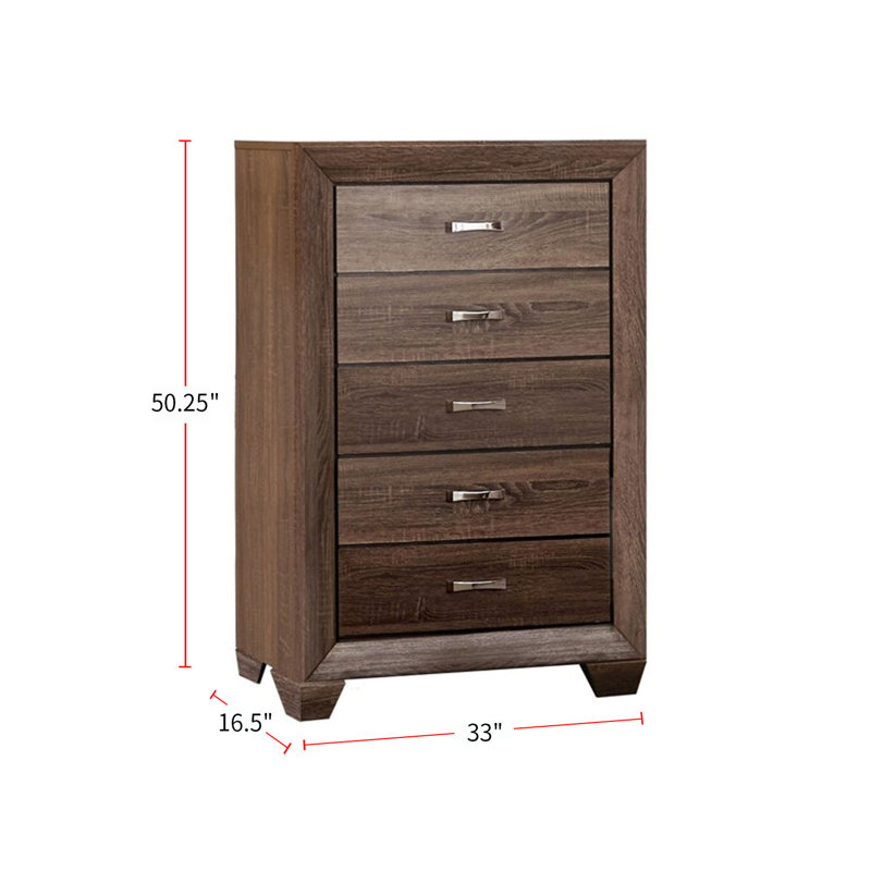 Commode 5 tiroirs Orval, Brun