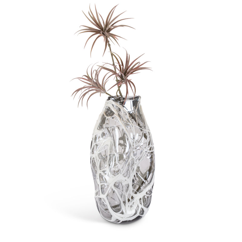 16.5 in H Antique Swirl Gray Freeform Glass Vase