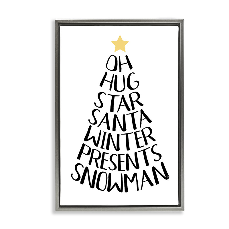 «Seasonal Christmas Christmas Tree», art mural sur toile flottant noir, design par Martina Pavlova, H 25 po x l 17 po