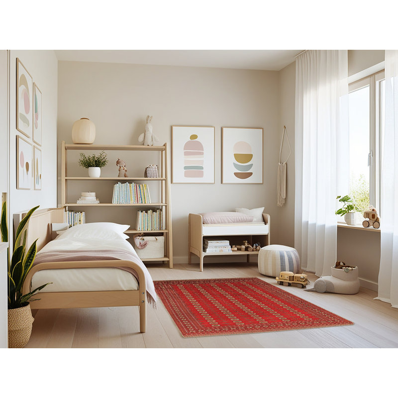 Tapis géométrique en laine et en polyester tissé à la machine, Rectangle 4 pi x 6 pi