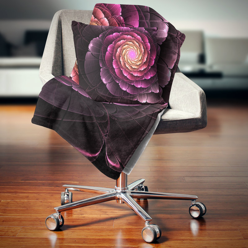 Oreiller d’art numérique à fleur fractale, 16 po x 1 po, Coussin décoratif