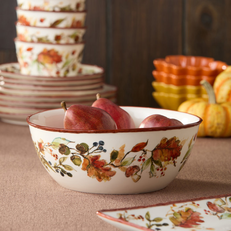 Autumn Meadows Deep Bowl - Une pièce maîtresse en grès de 10 pouces et de 100 onces, ornée de techniques botaniques de récolte, convenant à des exposés dramatiques et à de généreuses portions familiales.