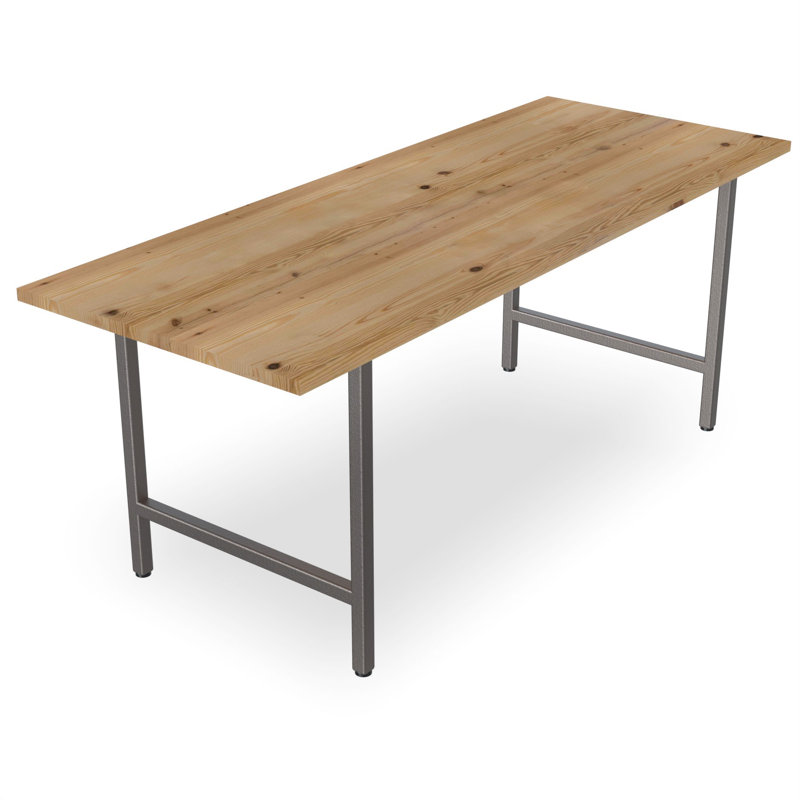 Braddock Solid Wood Top Metal Base Dining Table, Clear, 108" H x 42" W x 42" D
