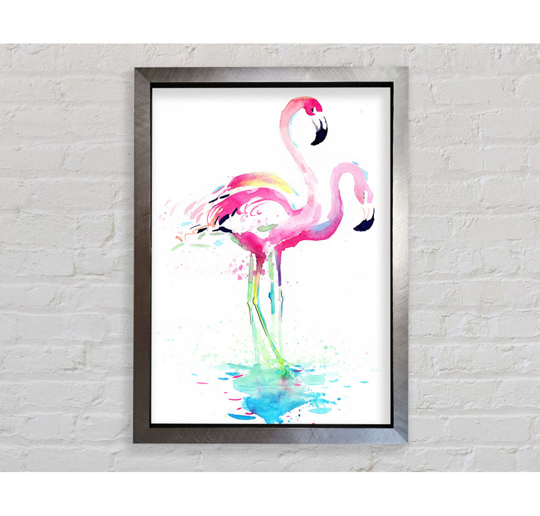 Flamingo Aquarell - Einzelner Bilderrahmen Kunstdrucke