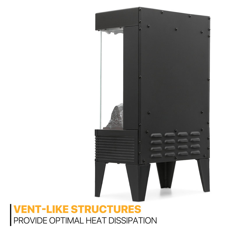 Mollie 21-Inch Black Stainless Steel Freestanding Electric Fireplace Heater