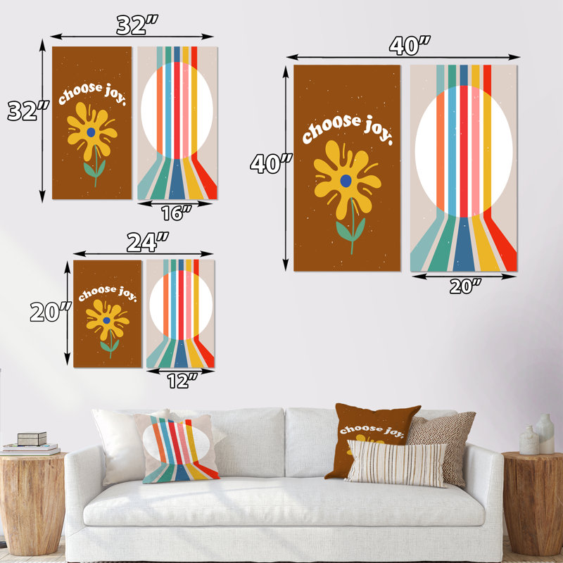 «Abstract Retro Geometrics V», ensemble de 2 impressions, Toile tendue, H 20 po x l 24 po x P 1 po