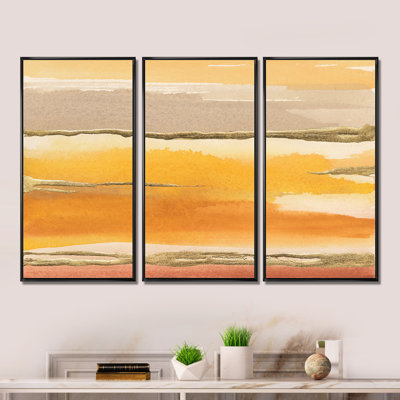 Gilded Amber II - 3 pièces, peinture sur toile