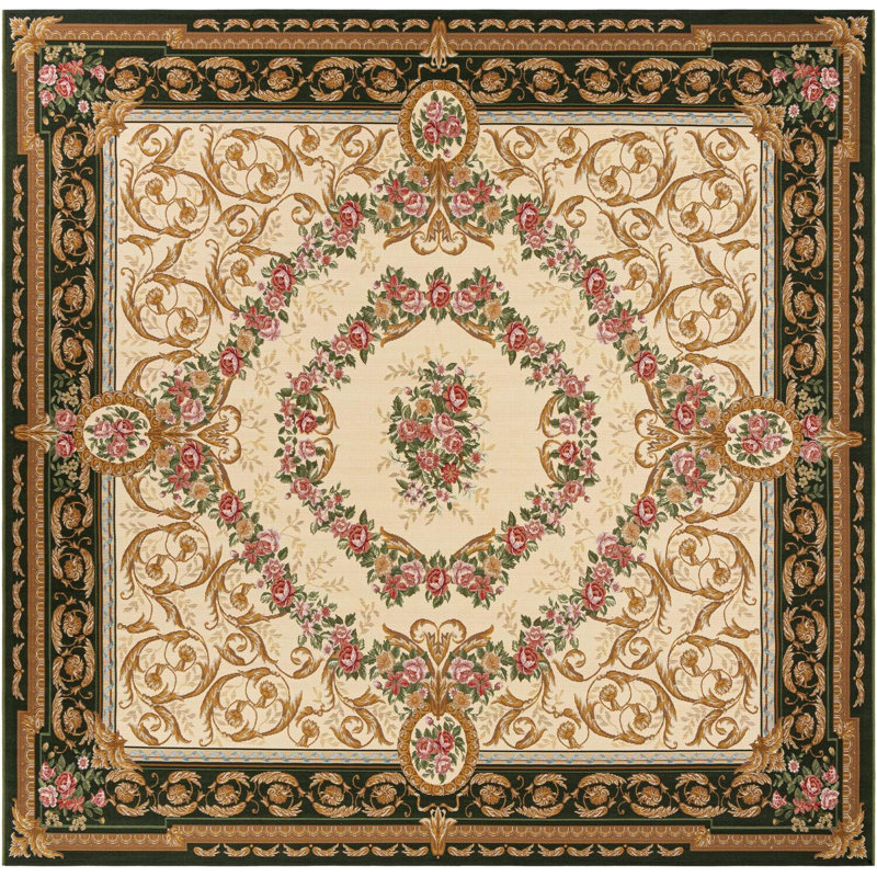 Tapis traditionnel d'extérieur Nil vert et ivoire