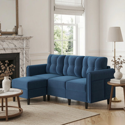 Sectional Sofa with Ottoman Reversible 3-Seater Chaise Lounge