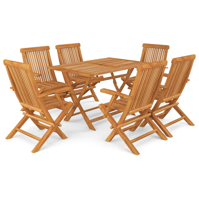 Pickell 6 - Person Teak Patio Dining Set with Rectangular Table