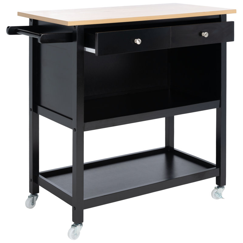 Carle Wood Kitchen Island, Black
