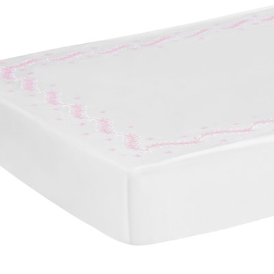 Drap pour lit de bébé brodé Blush