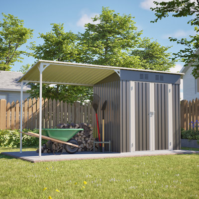 Abri de jardin en métal avec gazebo à toit rigide, gris