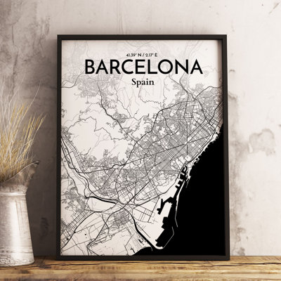 Barcelona City Map - No Frame Print