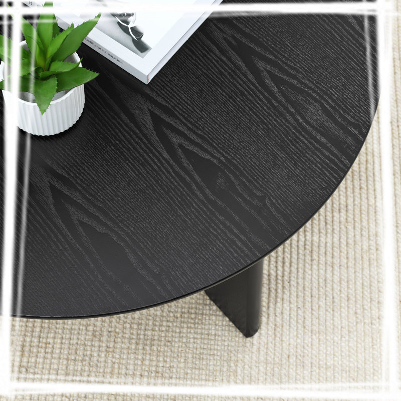 Table basse ronde en bois Urian, Noir