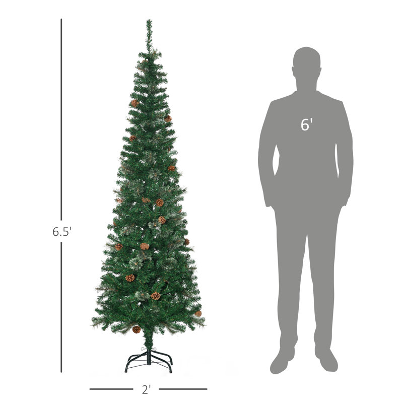 Arbre de Noël artificiel vert 6,5 pi / 7,5 pi avec aiguilles de pin et pommes de pin