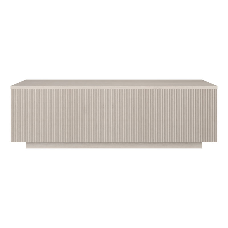 Tiegan 48" Wide Rectangular Fluted Coffee Table, Alder White