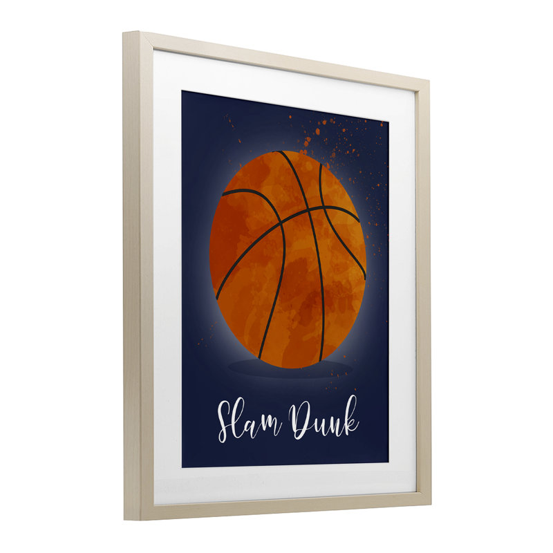 «Game On Slam Dunk», reproduction encadrée sous verre, design par Christine Simpson Art, Cadre de récolte en pin