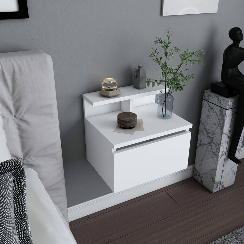 Patchen 39.8cm W Manufactured Wood Bedside Table, White