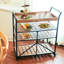 Foldable Rustic Brown Kitchen Island Cart - Real Wood With Movable Metal Rack